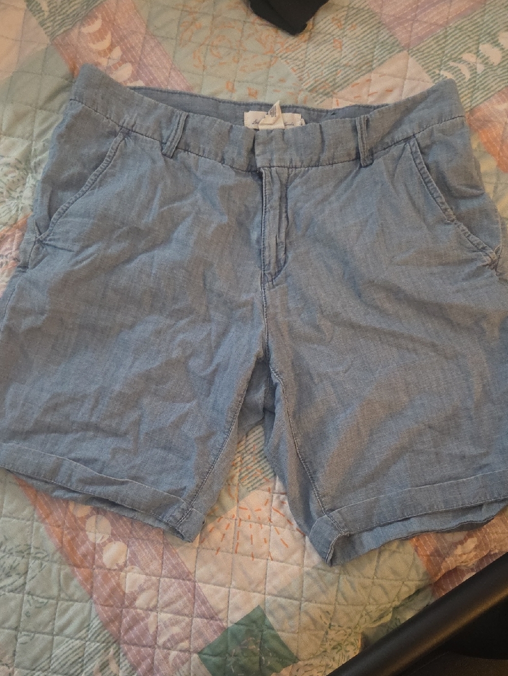 Women’s Light Blue Casual Bermuda Shorts with Pockets